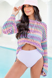 Sunset Stripe Knit Beach Cover Up