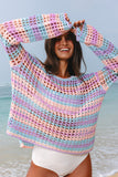 Sunset Stripe Knit Beach Cover Up