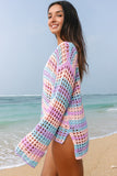Sunset Stripe Knit Beach Cover Up