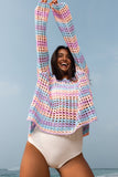 Sunset Stripe Knit Beach Cover Up