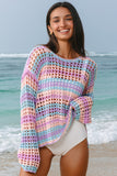Sunset Stripe Knit Beach Cover Up