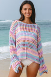 Sunset Stripe Knit Beach Cover Up