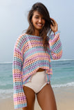 Sunset Stripe Knit Beach Cover Up