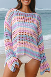 Sunset Stripe Knit Beach Cover Up