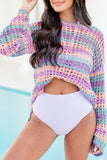 Sunset Stripe Knit Beach Cover Up