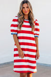 Americana Puff Sleeve Mini Dress
