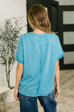 Leave It to Me Waffle Knit Relaxed Tee in Teal