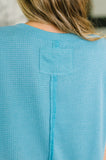 Leave It to Me Waffle Knit Relaxed Tee in Teal