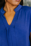 Lizzy Bloom Split Neck Blouse in Royal Blue