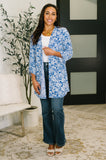 Lizzy Cardigan in Blue and White Floral