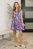 Lizzy Flutter Sleeve Dress in Multi Leaf