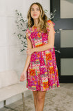Lizzy Flutter Sleeve Dress in Patchwork Floral