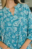 Lizzy Top in Aqua Paisley