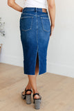 Marcy High Rise Denim Midi Skirt