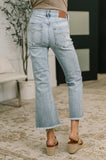 Mckaylee Mid Rise Kick Flare Jeans with Frayed Hem