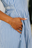 Only Chance Pleated Smock Waist Maxi Dress in Blue