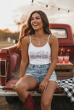 Red, White & Brunette Tank