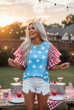Stars & Stripes Ruffle Sleeve Top