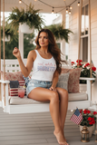 Red, White & Brunette Tank