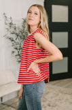 Quite Intimately Striped Muscle Tee in Red