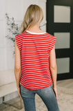 Quite Intimately Striped Muscle Tee in Red