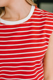 Quite Intimately Striped Muscle Tee in Red