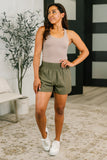 Rile Me Up High Waisted Shorts in Dusty Olive