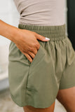 Rile Me Up High Waisted Shorts in Dusty Olive