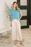 Sea You Soon Collared Top in Costal Blue