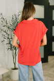 Sea You Soon Collared Top in Hot Coral