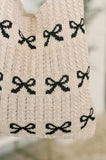 Topped With a Bow Knit Tote Bag