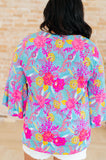 Willow Bell Sleeve Top in Bright Blue Floral