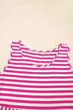 Rose Stripe U Neck Sleeveless Loose Fit Mini Dress