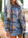 Plaid Collared Neck Long Sleeve Shirt