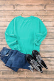 Aruba Blue Plain Drop Shoulder Crewneck Pullover Sweatshirt