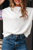 White Floral Ruffled Balloon Sleeve Patchwork Loose Blouse