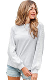 Light Grey Lace Patchwork Raglan Sleeve Crew Neck Sweatshirt