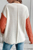 Color Block Round Neck Long Sleeve Sweater