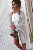 Gray Oversized Fold Over Sleeve Sweater Cardigan