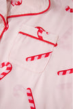 Pink Christmas Candy Cane Print Shirt and Shorts Pajama Set