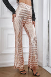 Double Take Sequin High Waist Flared Pants