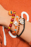 Orange 4pcs Halloween Ghost Spider Web Beaded Bracelet Set