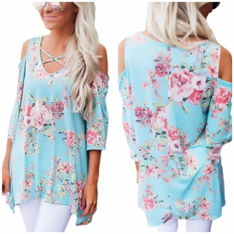 Where There is Love Floral Cold Shoulder Top