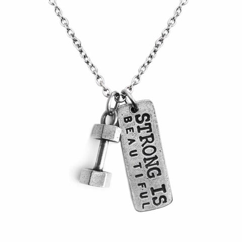 🏋🏼‍♀️ Strong Is Beautiful (Dumbbell) Necklace