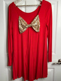 On Point Red Shift Gold Bow Tunic
