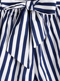 Together For Eternity Navy Blue & White Stripe Shorts