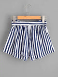 Together For Eternity Navy Blue & White Stripe Shorts