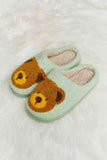 Melody Teddy Bear Print Plush Slide Slippers