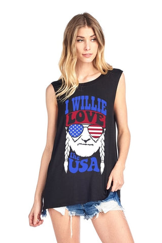 I Willie Love The USA Graphic Top