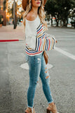 Lattes and Leaves White Rainbow Stripe Pattern Sweater